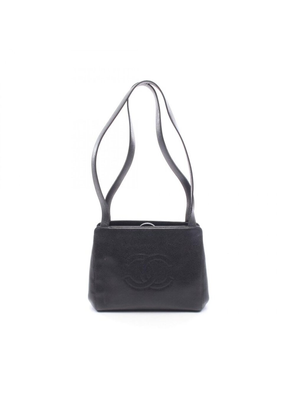 Chanel Shoulder Bag CC Logo Black Caviar Leather